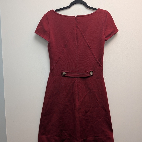 Tevrow + Chase Wool-Blend Burgundy Mini Dress | Size 2 | Made in Canada - Picture 2 of 7